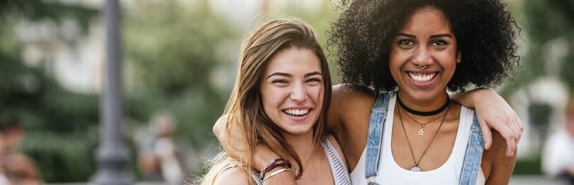 Two teenage girls hanging out