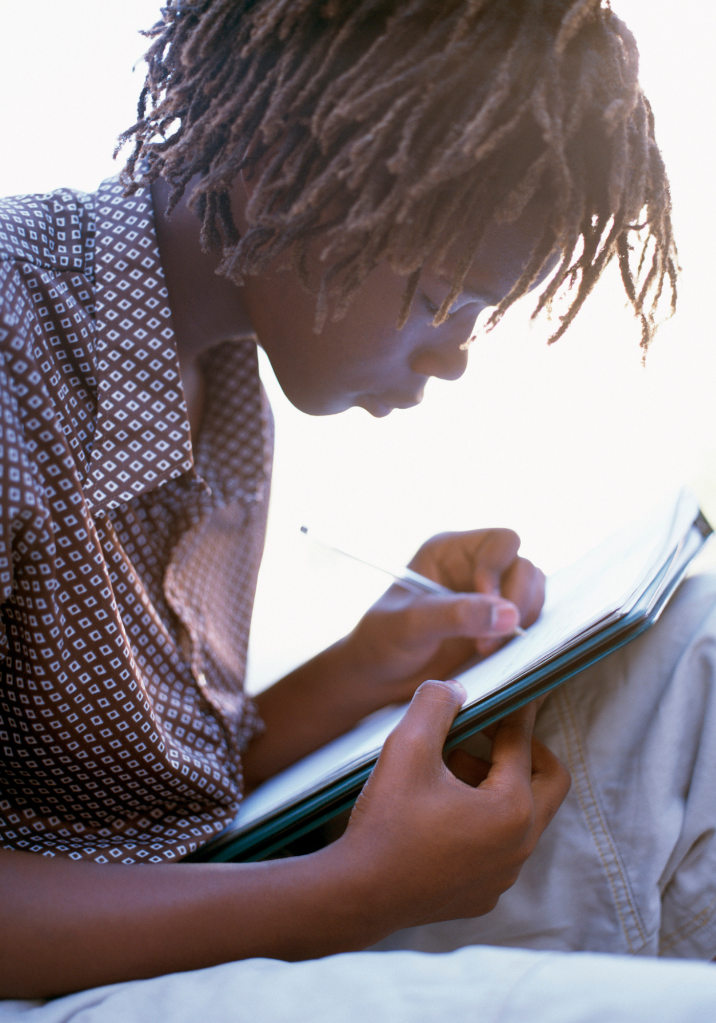 Teenager working on homework