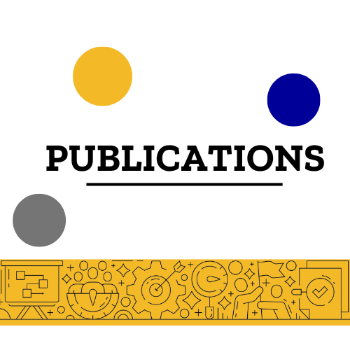 vector image and three colorful dots with text reading: Publications